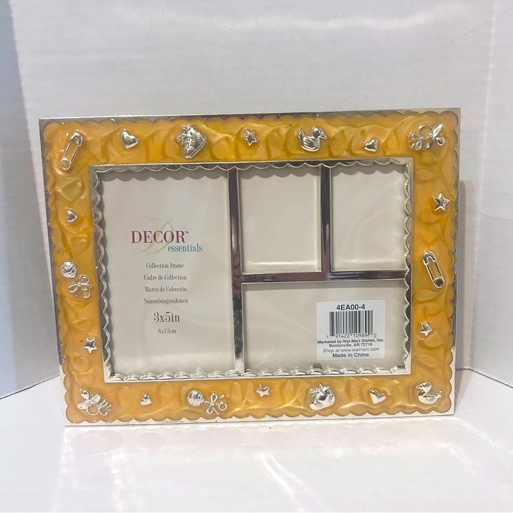 Decor Essentials Enamel Embossed Unisex Baby Picture Frame 4 Photos Nursery